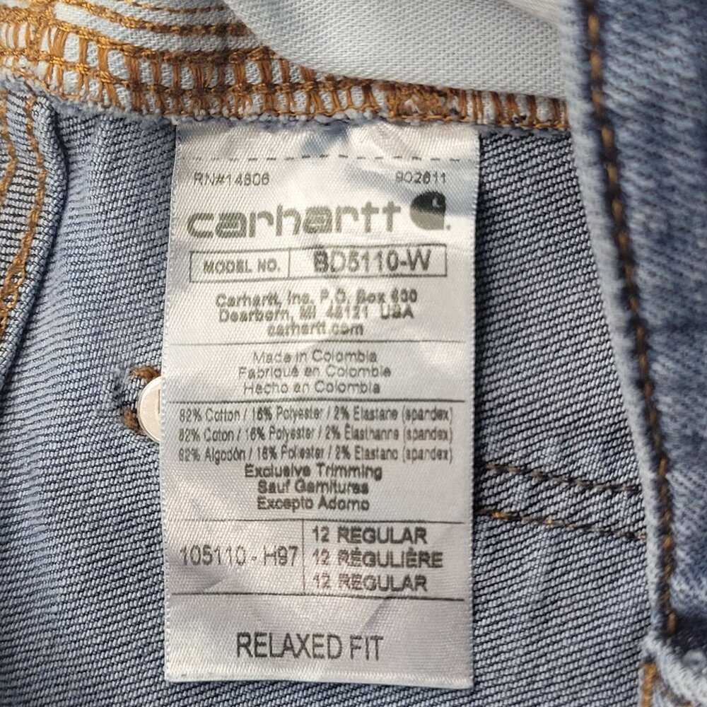 Carhartt Women's Double Knee Relaxed Fit Blue Denim Jeans Size 12 Regular - Picture 13 of 15